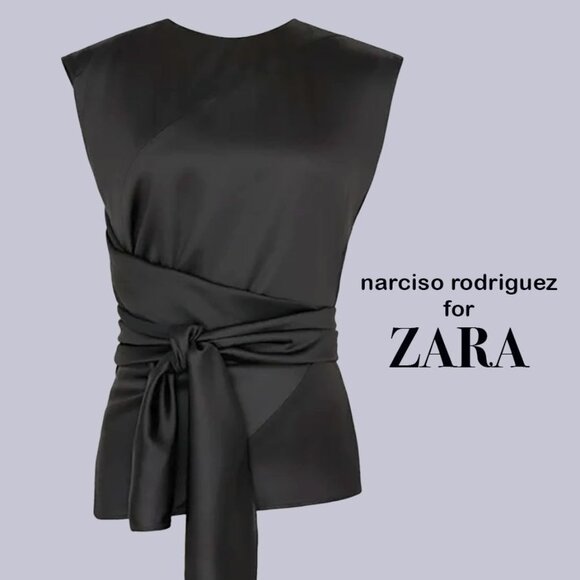 Plus-size Rare NARCISO RODRIGUEZ for ZARA, draped, tied asymmetric 3X, black - Picture 1 of 5